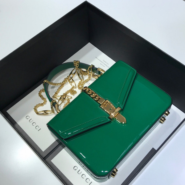 G*u*i sylvie 1969 patent leather mini top handle bag