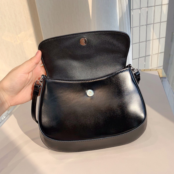 Pra*a cleo brushed leather shoulder bag with flap