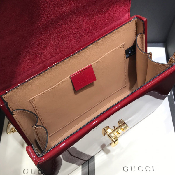 G*u*i sylvie 1969 patent leather mini top handle bag