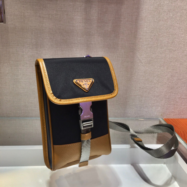 Pra*a nylon and saffiano leather smartphone case