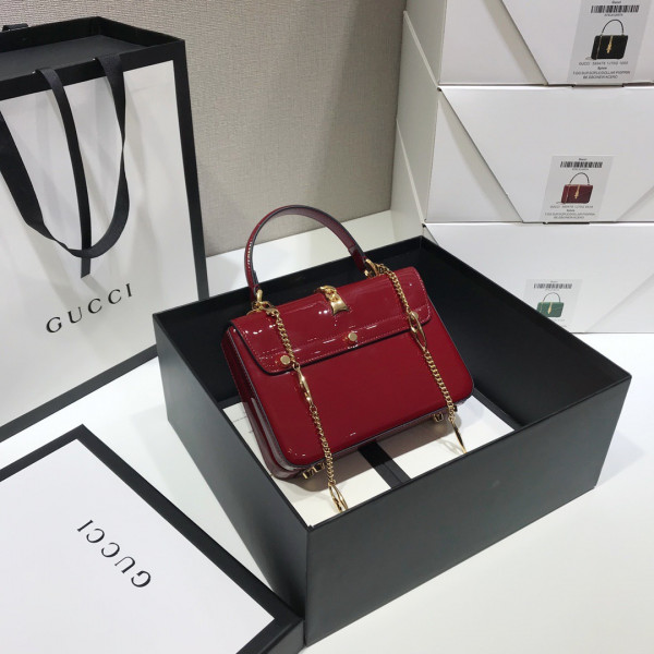 G*u*i sylvie 1969 patent leather mini top handle bag