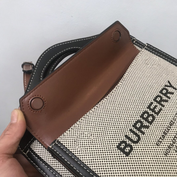 B**rry mini two-tone canvas and leather pocket bag