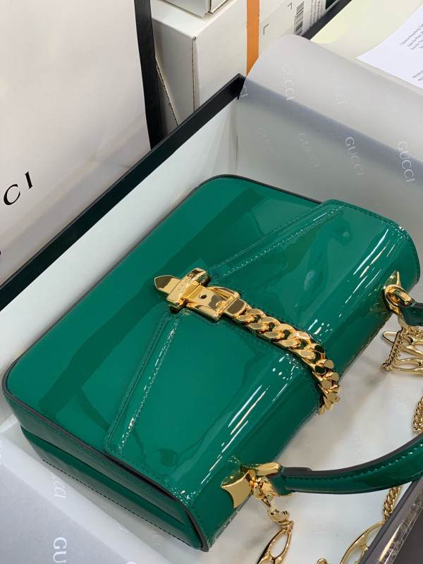 G*u*i sylvie 1969 patent leather mini top handle bag
