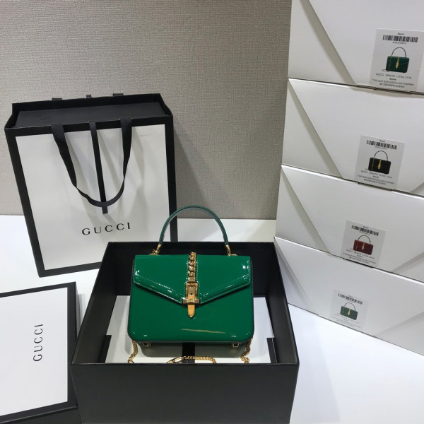G*u*i sylvie 1969 patent leather mini top handle bag