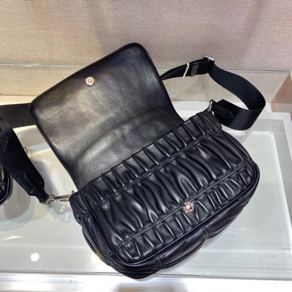 Pra*a gaufré nappa leather shoulder bag