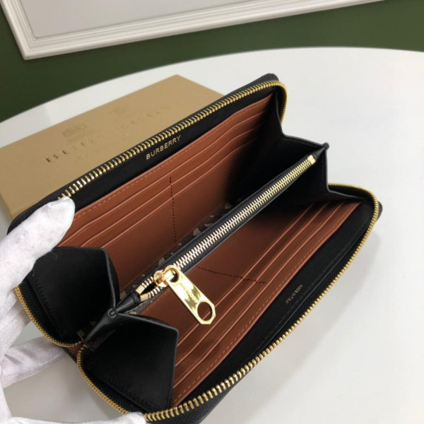 B**rry monogram stripe e-canvas and leather ziparound wallet