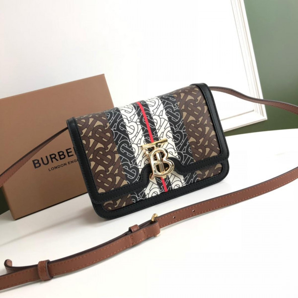 B**rry monogram stripe e-canvas note crossbody bag