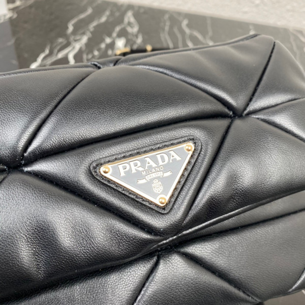 Pra*a system nappa leather patchwork bag