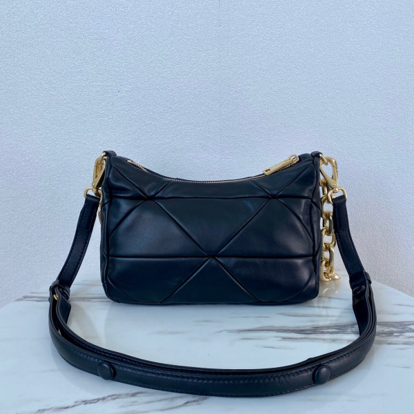 Pra*a system nappa leather patchwork bag