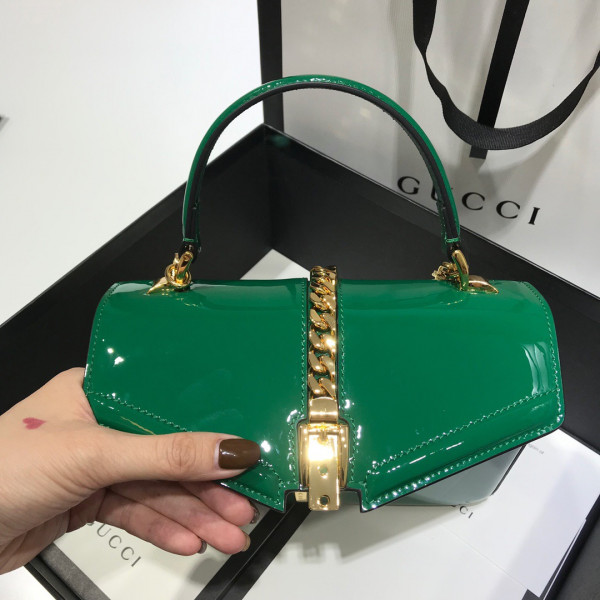 G*u*i sylvie 1969 patent leather mini top handle bag