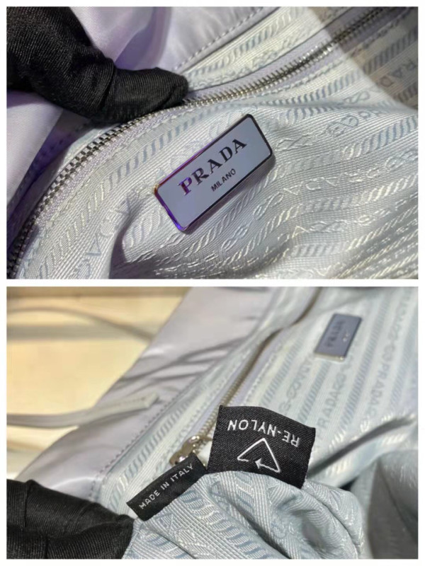 Pra*a re-nylon and saffiano leather tote bag