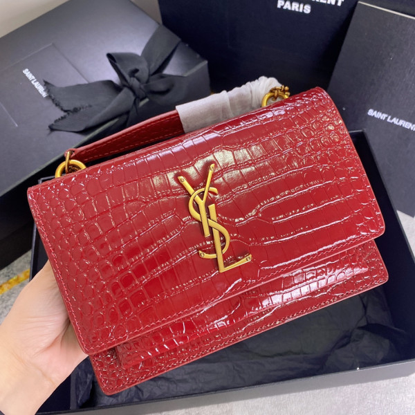 Y*L sunset in crocodile-embossed shiny leather