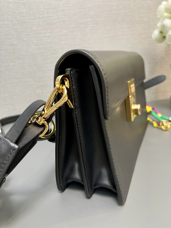 Pra*a soft sound small leather shoulder bag with charms