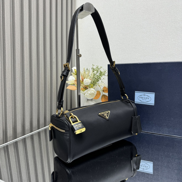Pra*a medium re-nylon shoulder bag with padlock