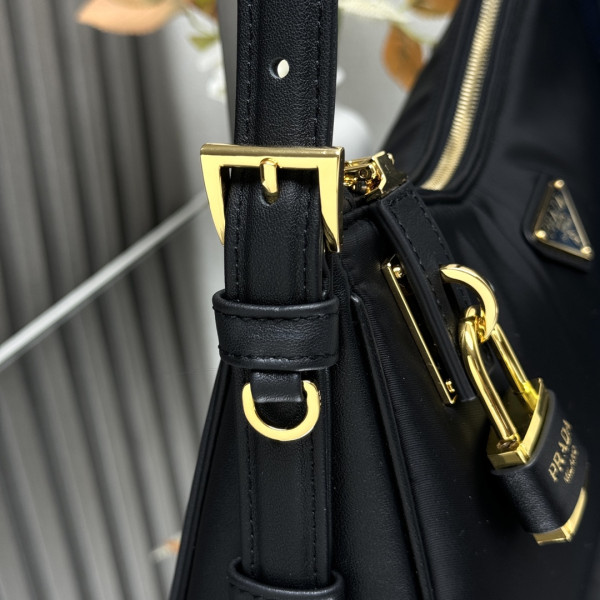 Pra*a aimée large re-nylon shoulder bag with padlock