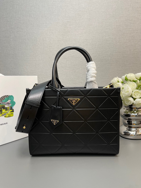 Pra*a symbole medium leather bag