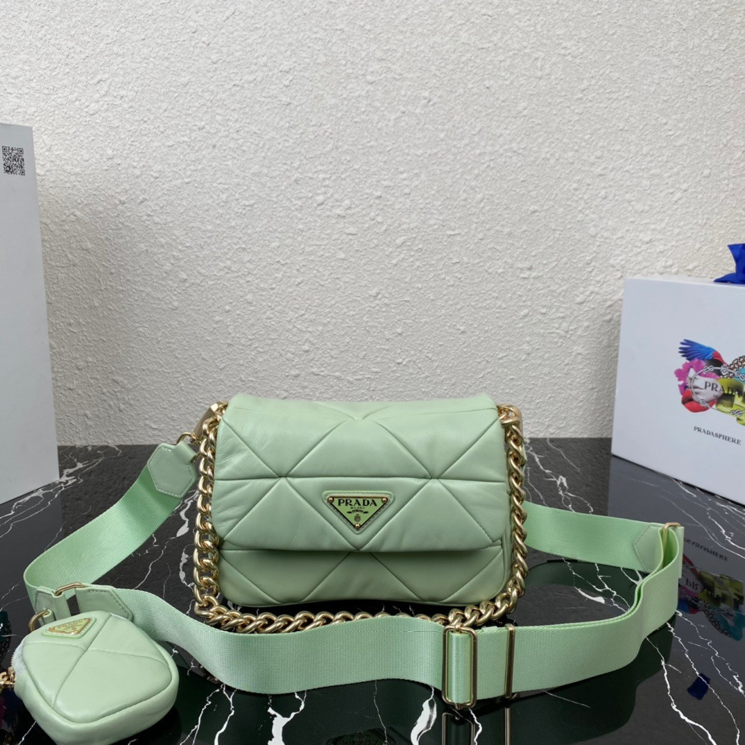 Pra*a system nappa leather patchwork bag