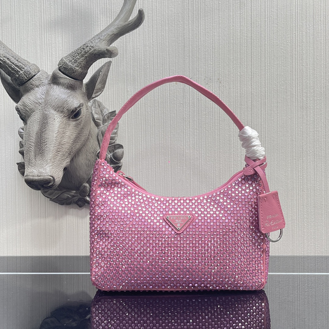 Pra*a satin mini-bag with artificial crystals