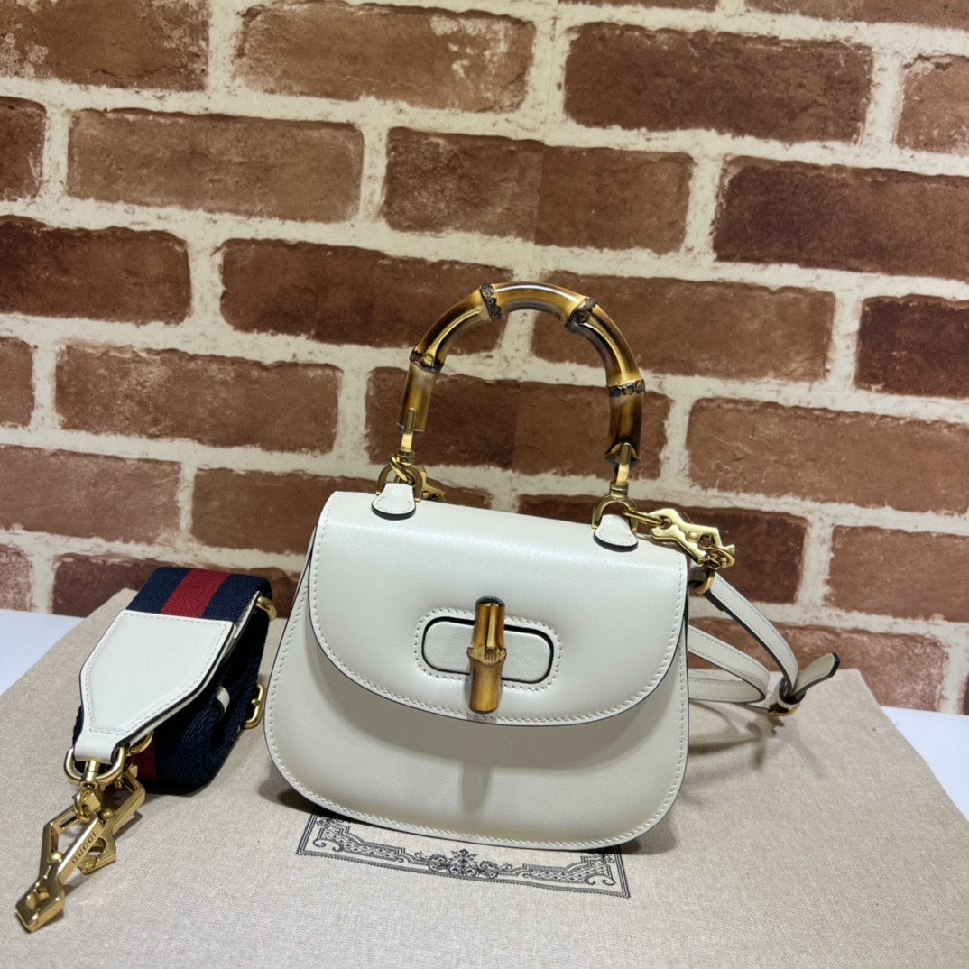 G*u*i mini top handle bag with bamboo
