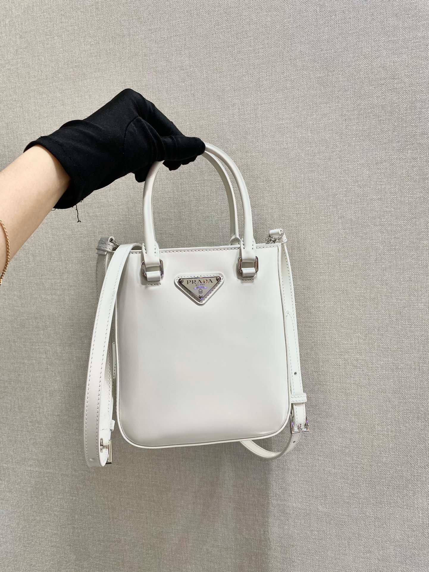 Pra*a small brushed leather tote
