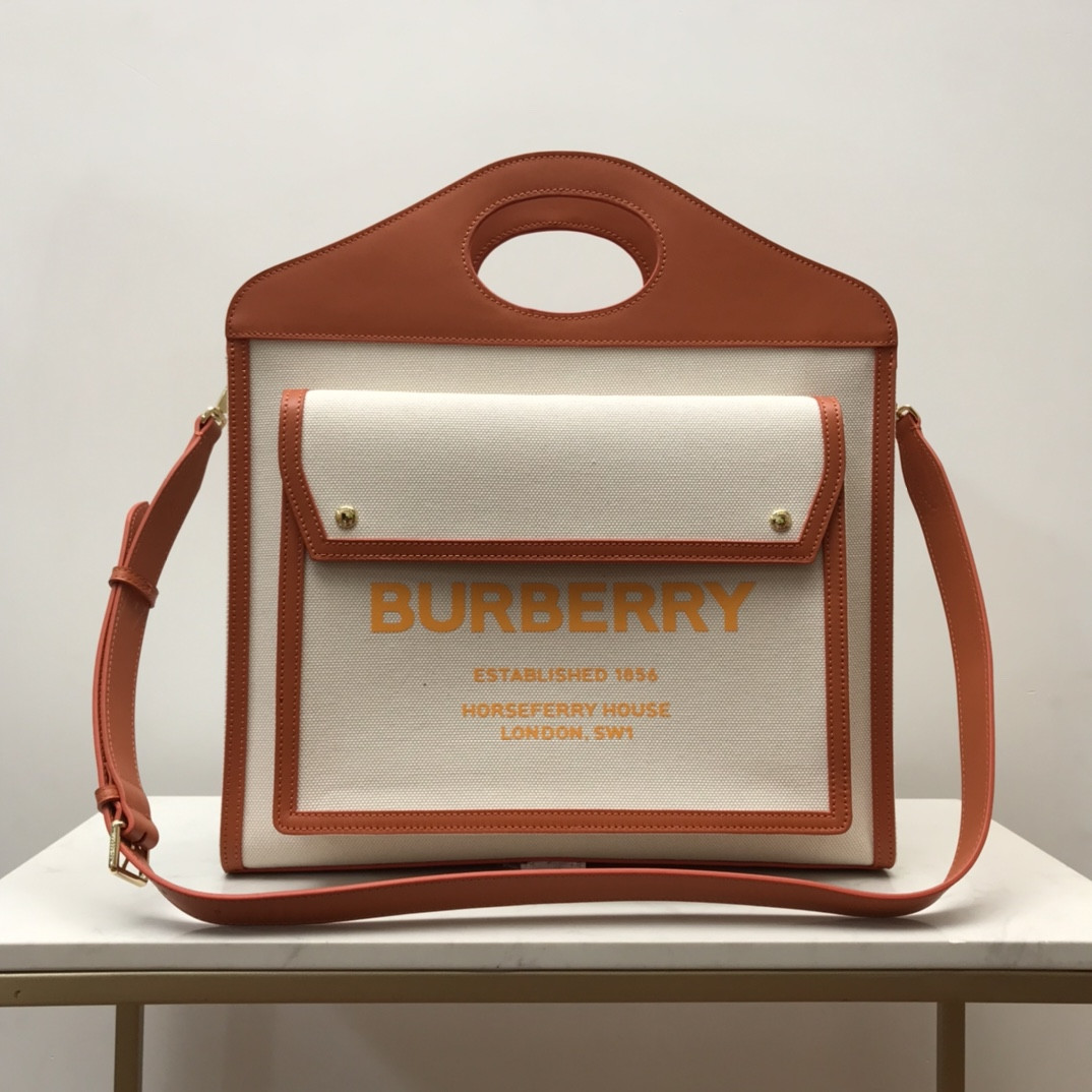 B**rry medium two-tone canvas and leather pocket tote