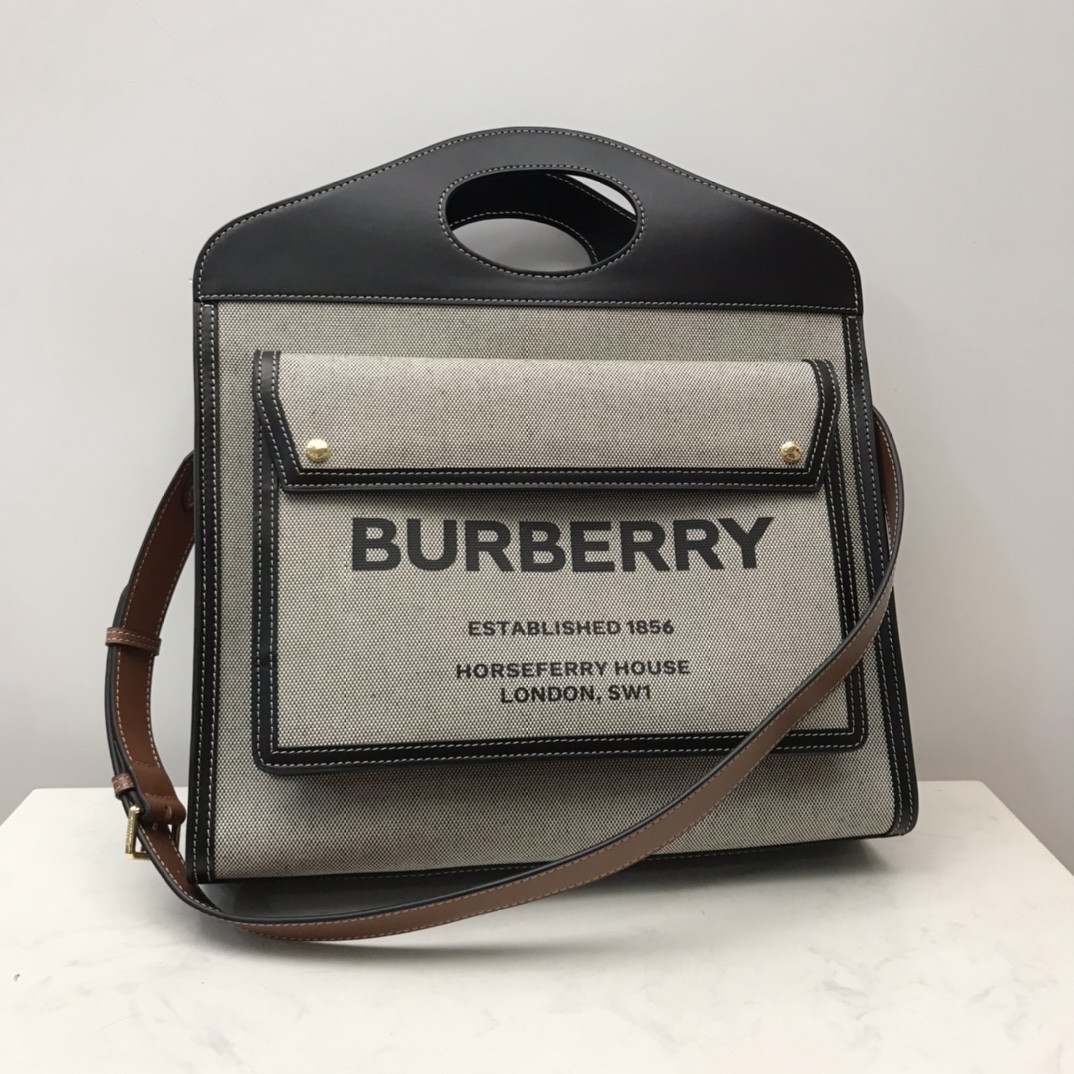 B**rry medium two-tone canvas and leather pocket tote