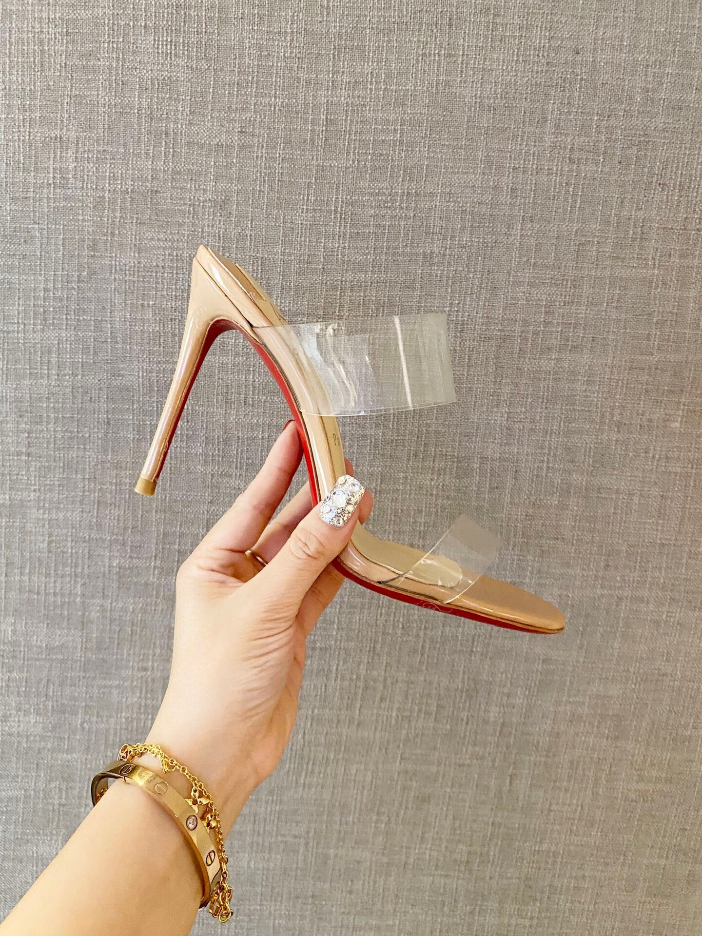 Ch**an louboutin just nothing illusion red sole sandals