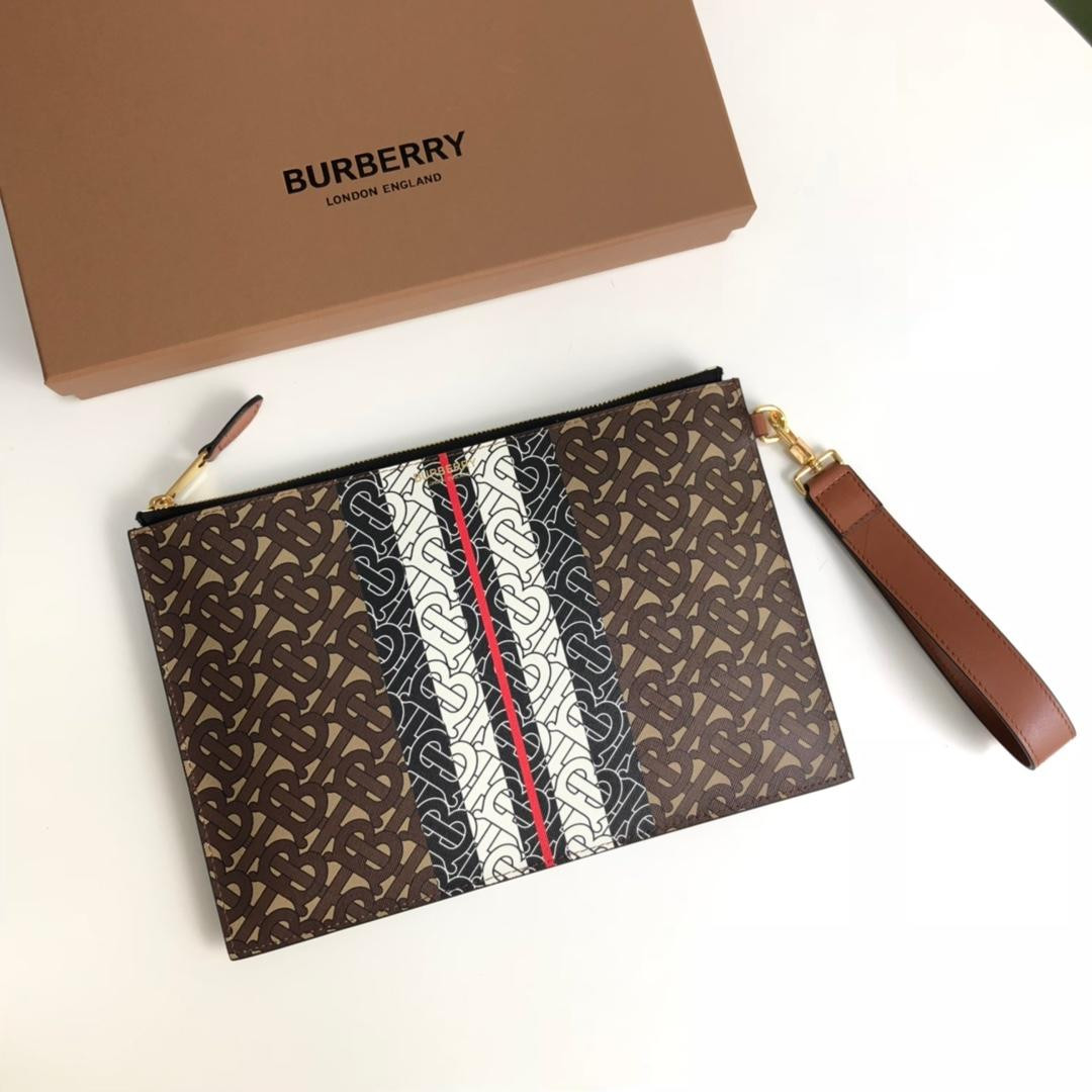B**rry tmonogram stripe print e-canvas zip pouch