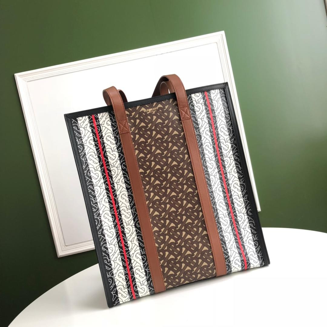 B**rry tmonogram stripe print e-canvas portrait toe bag