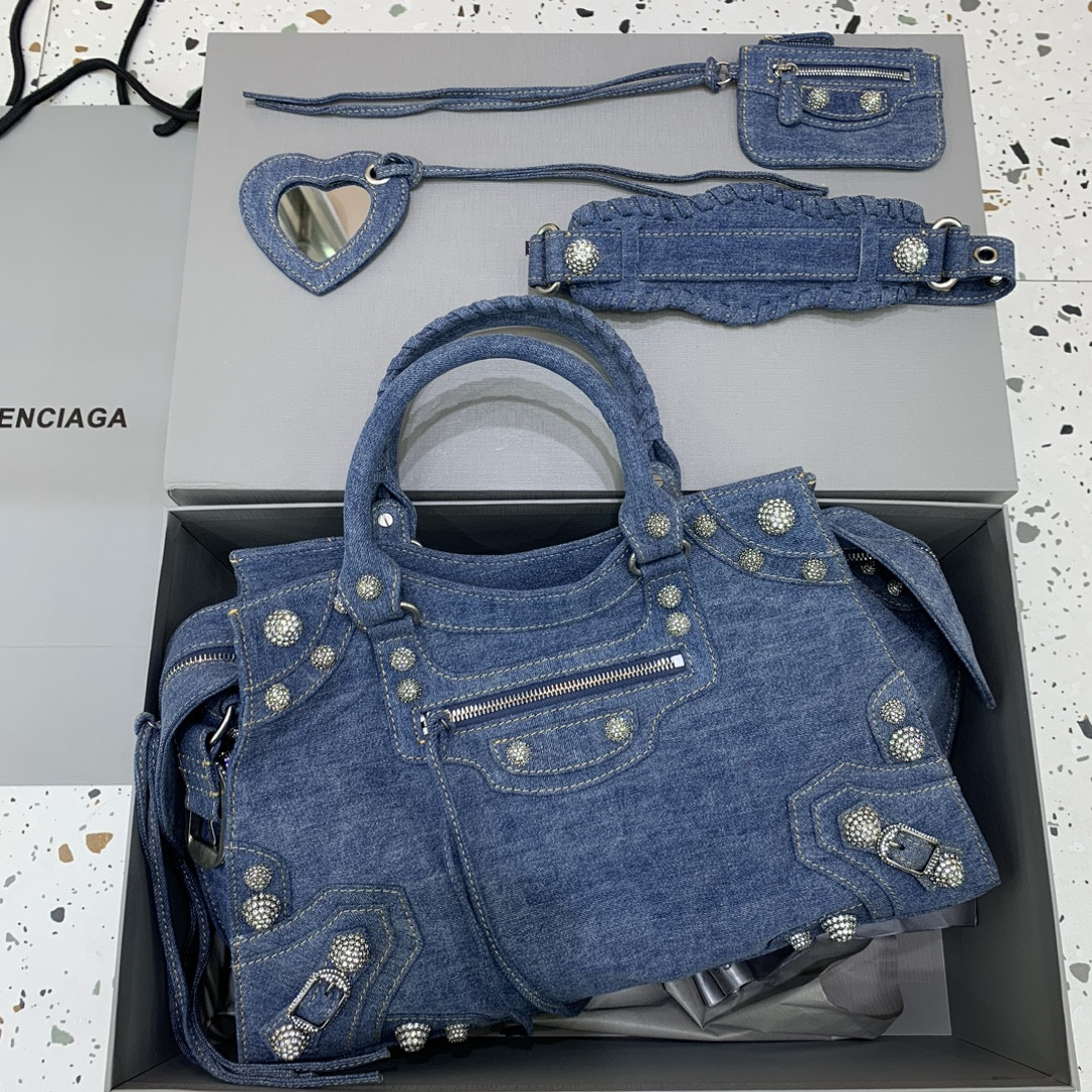Ba*len*cia*ga women's neo cagole city handbag with rhinestones
